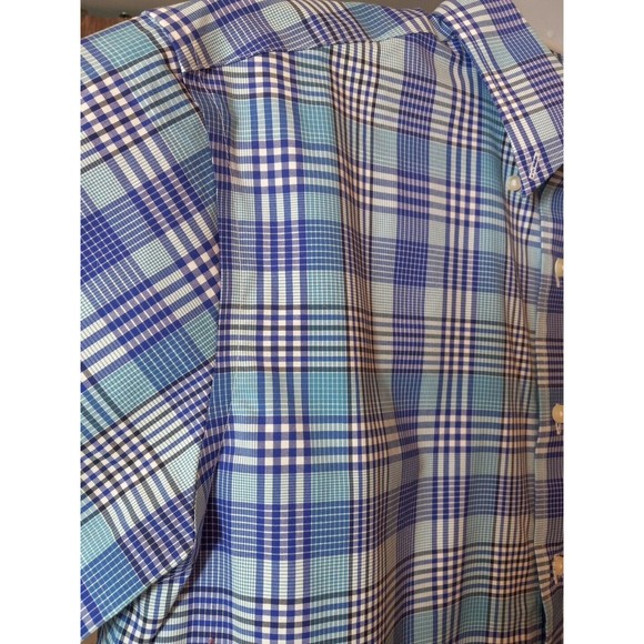 Jos A. Bank Traveler Blue Plaid Button Down Collared Short Sleeve Shirt Size M - Picture 3 of 11